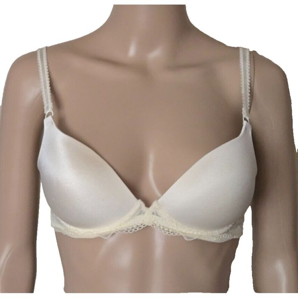 Wacoal 65897 Underwire Push-up Molded Padded Demi Cups Lace Wings ivory Bra 32C
